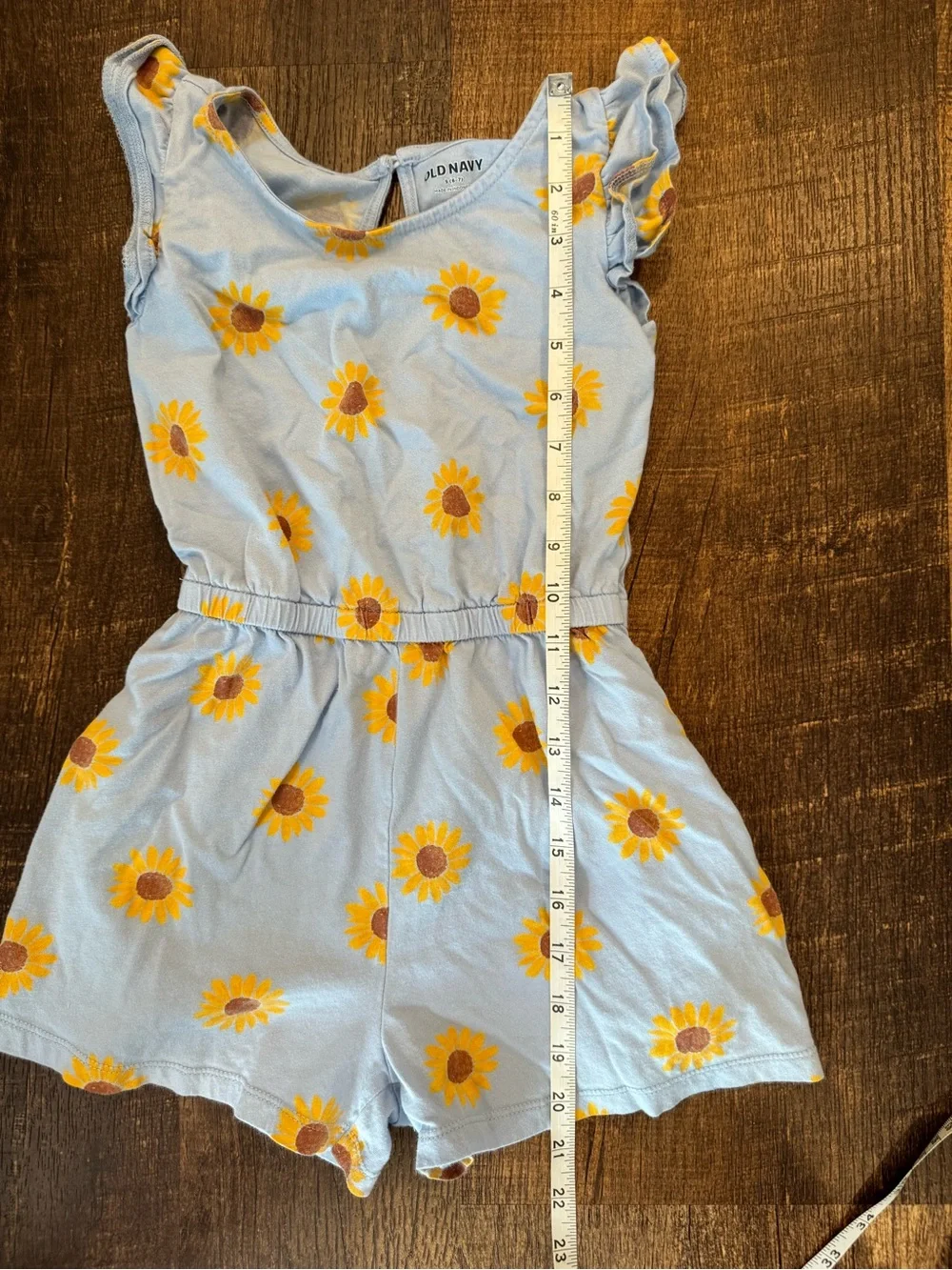 Old Navy girls sleeveless Light Blue Sunflower Print Romper